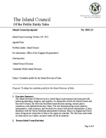 Island Council Proposal - Candidate Profile for the Island Governor of Saba
